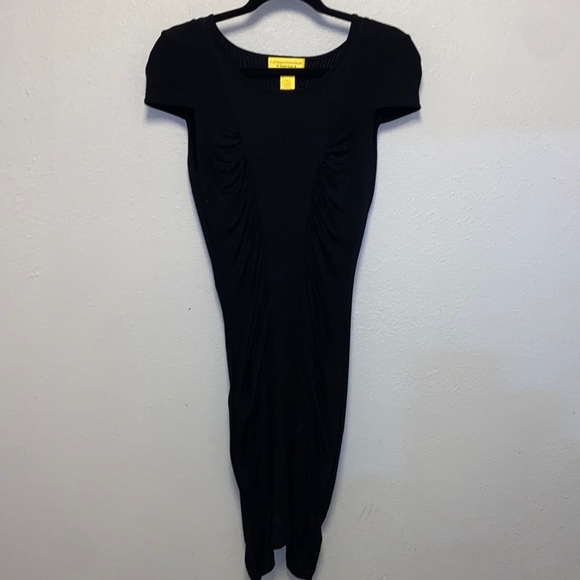 Catherine Malandrino Stretch Cap Sleeve Ruched Little Black Cocktail Dress 4920 - Picture 1 of 8